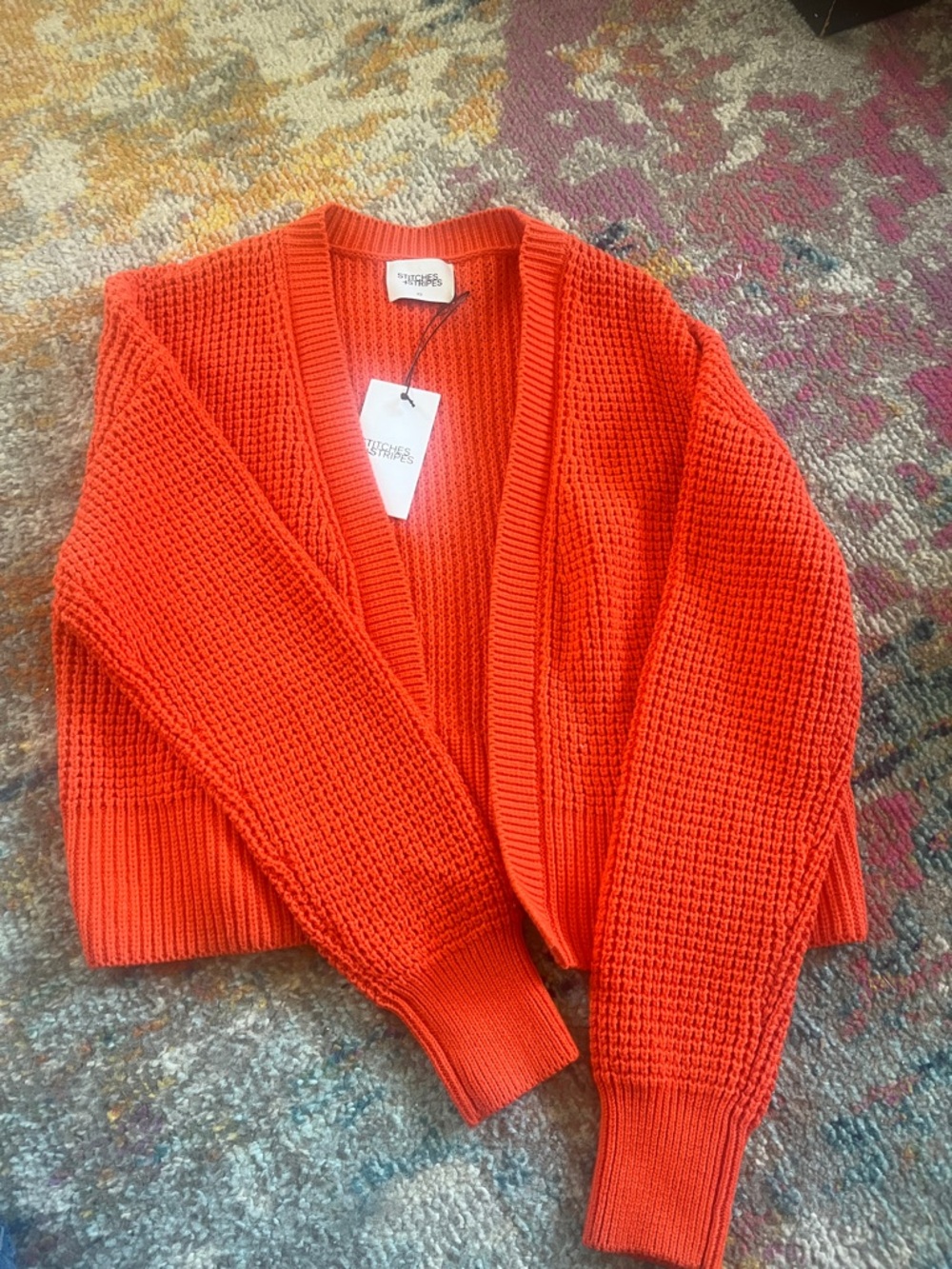 REVOLVE Stitches+Stripes Bright Orange Chunky V-Neck Knit Cardigan